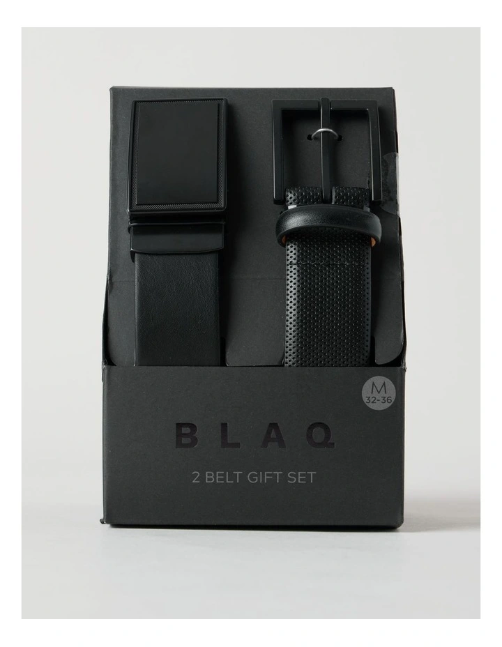 Debossed Dress and Plate Buckle Belt in Black 2 Pack image 6