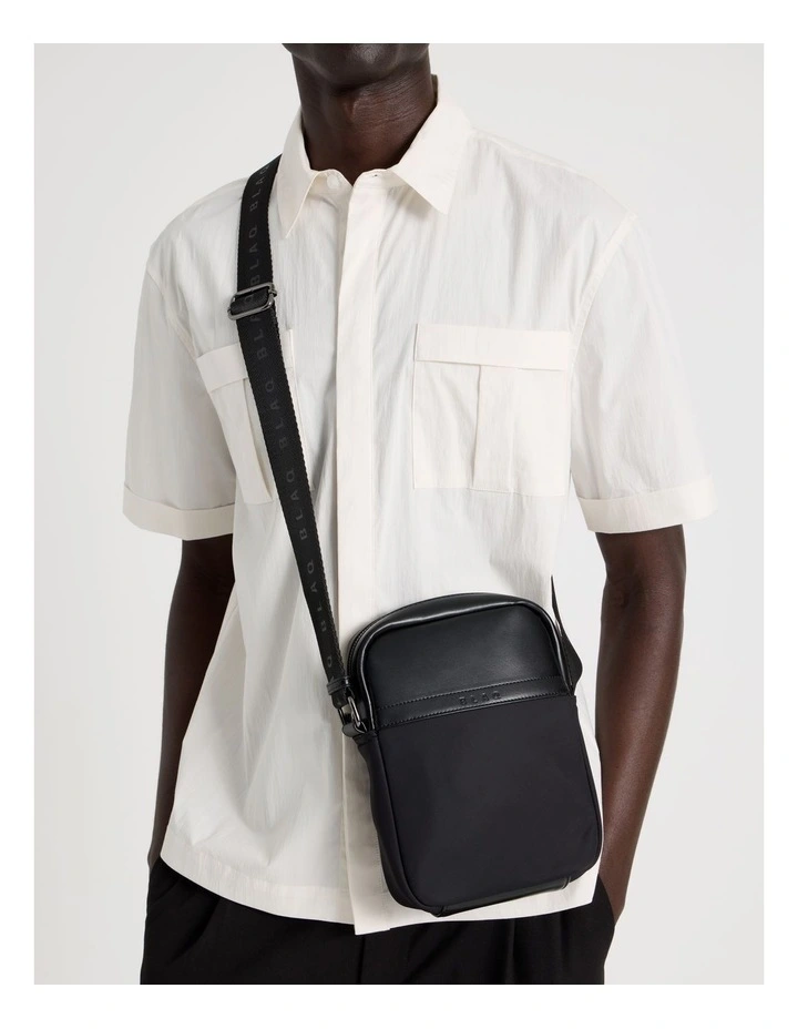 Nylon Cross Body Bag in Black image 2