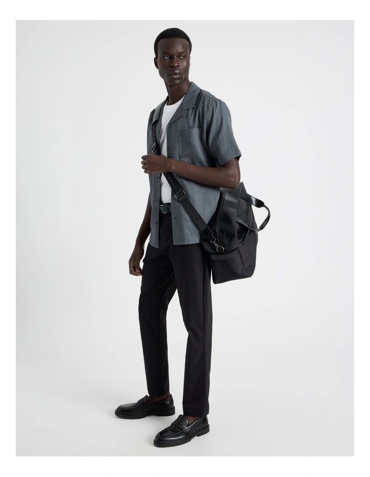 Nylon Overnighter Bag in Black image 2