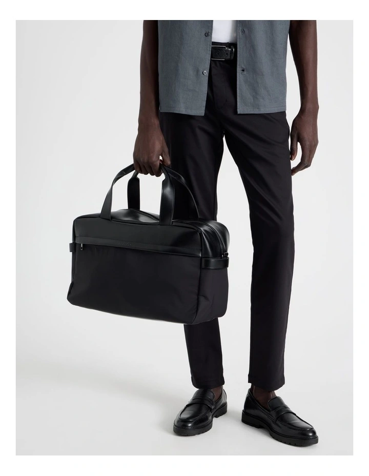 Nylon Overnighter Bag in Black image 4