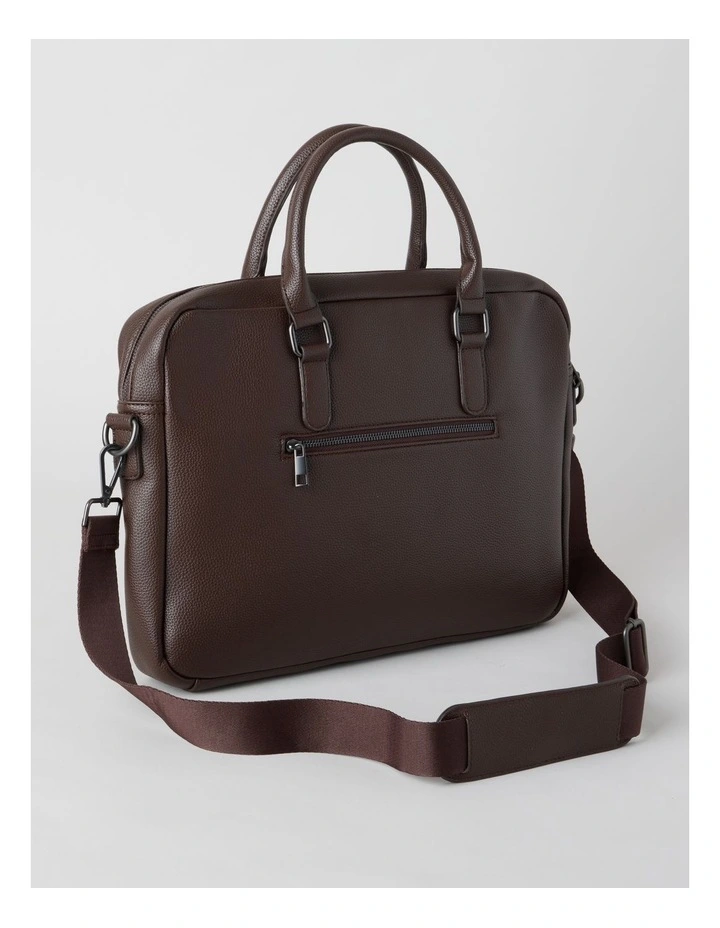 Pebbled Briefcase in Brown image 5