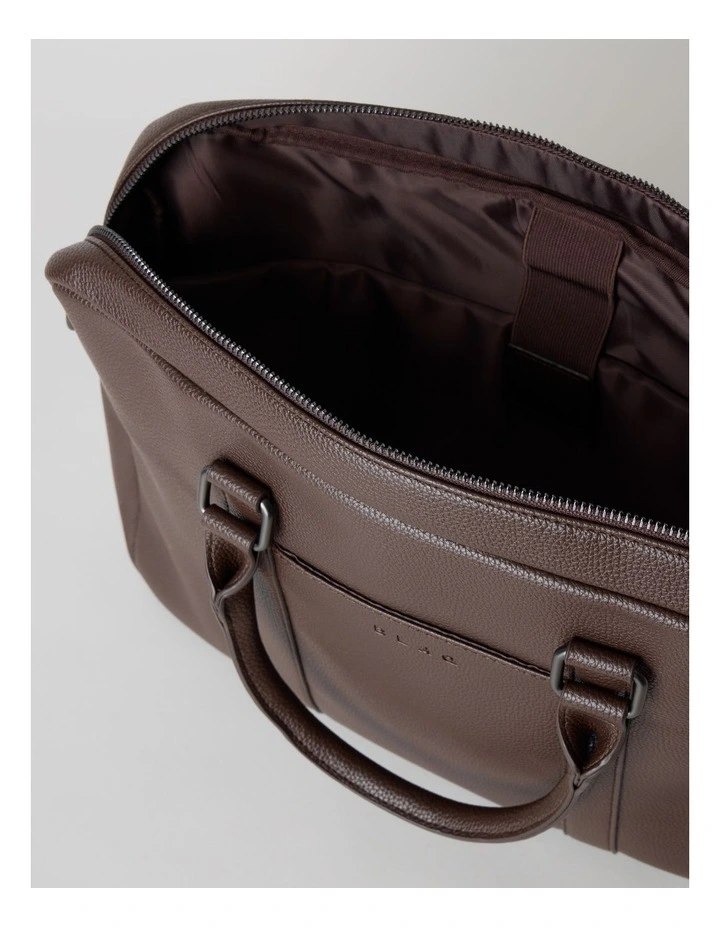 Pebbled Briefcase in Brown image 7