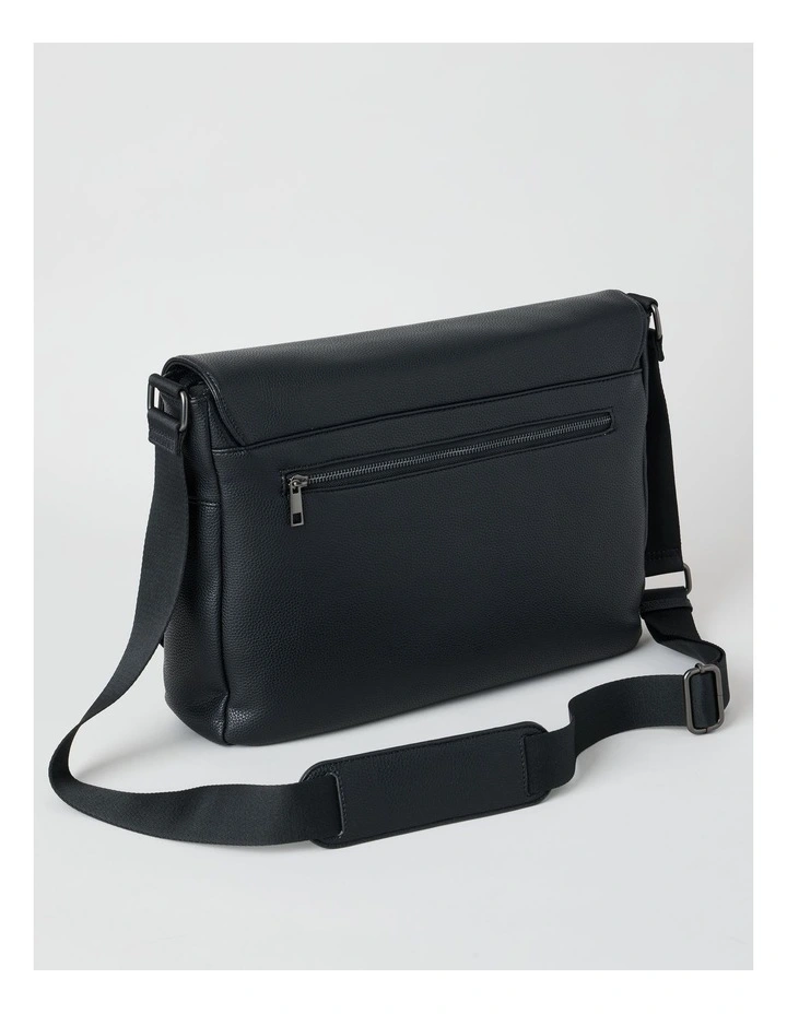 Pebbled Messenger Bag in Black image 5