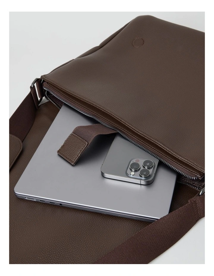 Pebbled Messenger Bag in Brown image 6