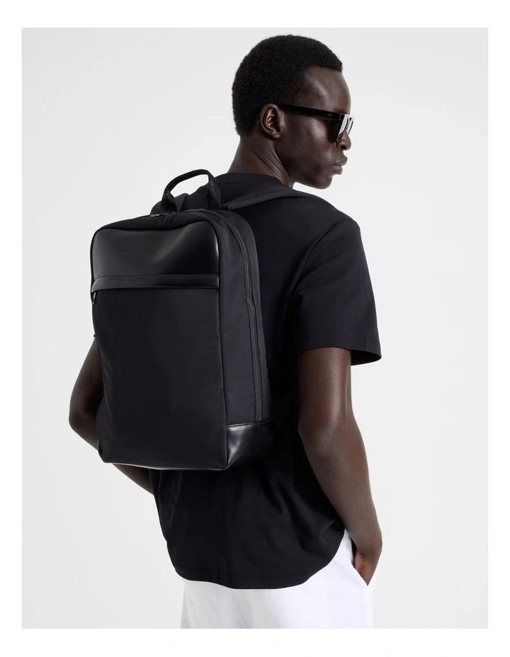 Nylon Backpack Bag in Black image 4