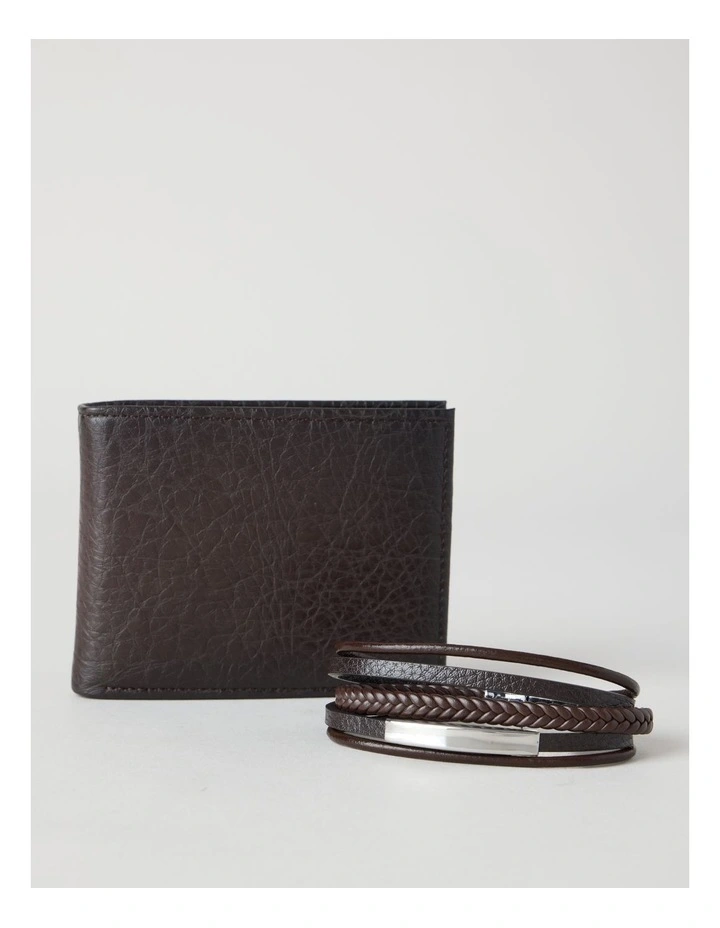 WALLET AND BRACELET GIFT SET  BROWN image 1