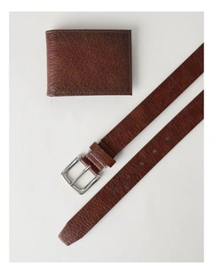 REVERSIBLE BELT & WALLET SET BROWN