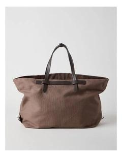 Leather Trim Tote Bag in Malt