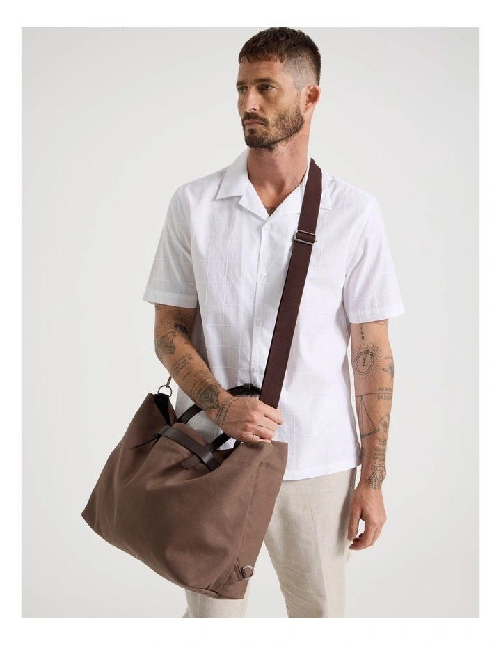 Leather Trim Tote Bag in Malt image 2