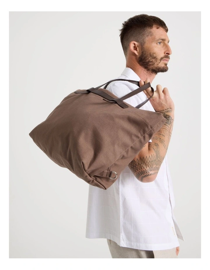 Leather Trim Tote Bag in Malt image 4