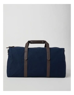 Leather Trim Weekender Bag in Navy