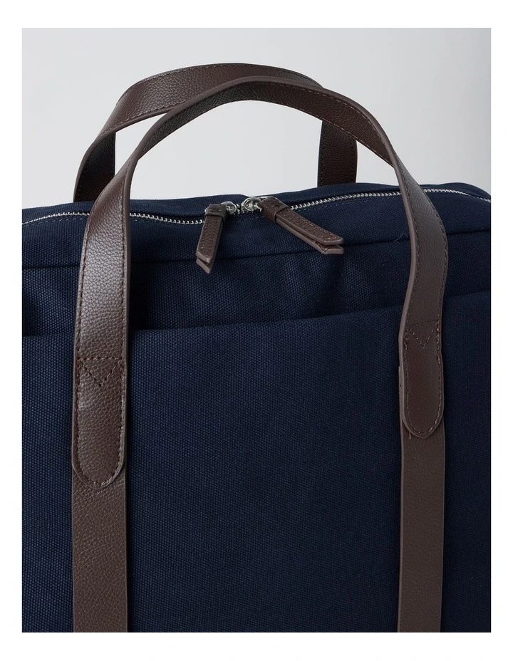 Leather Trim Briefcase Bag in Navy image 4