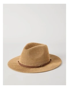 PANAMA HAT WITH SUEDE TRIM NATURAL