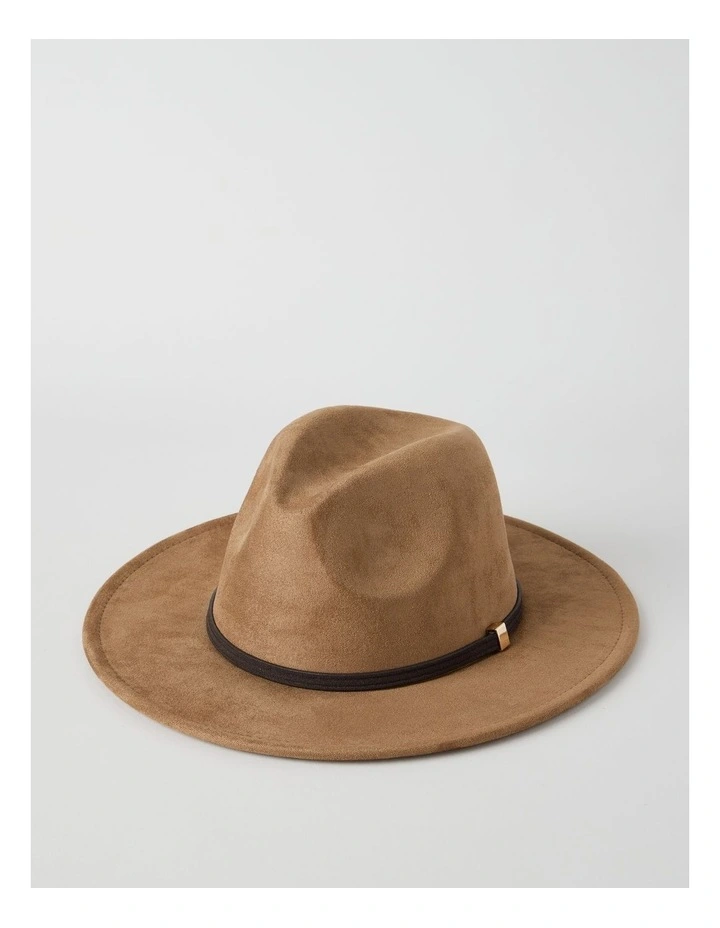PANAMA HAT WITH SUEDE TRIM TAN image 1