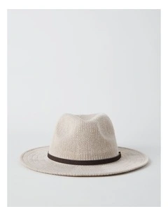 PANAMA HAT WITH SUEDE TRIM GREY