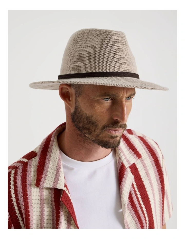 PANAMA HAT WITH SUEDE TRIM GREY image 2