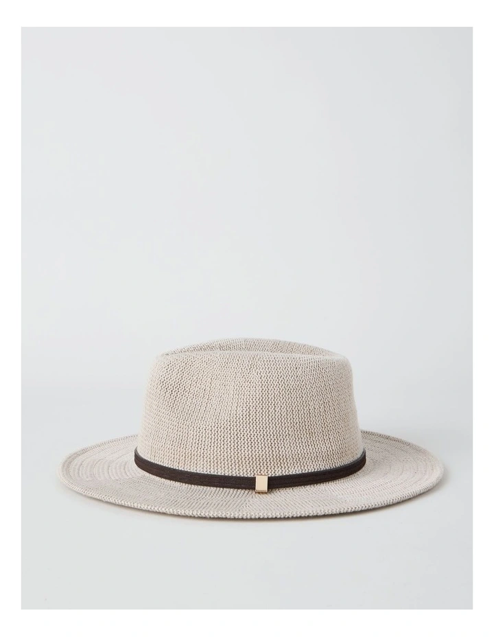PANAMA HAT WITH SUEDE TRIM GREY image 2