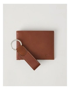 WALLET & KEY FOB GIFT DARK TAN