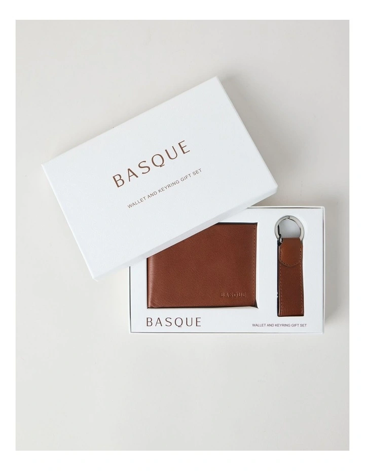 WALLET & KEY FOB GIFT DARK TAN image 2