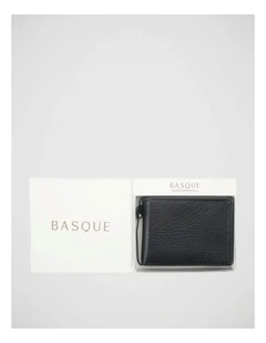 Trifold Pebbled Wallet in Black