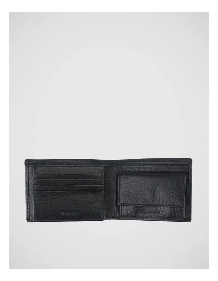 Trifold Pebbled Wallet in Black image 2