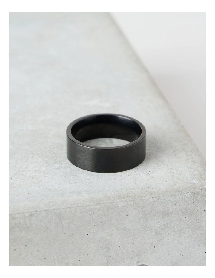 Sterling Silver Matte Ring in Black image 2