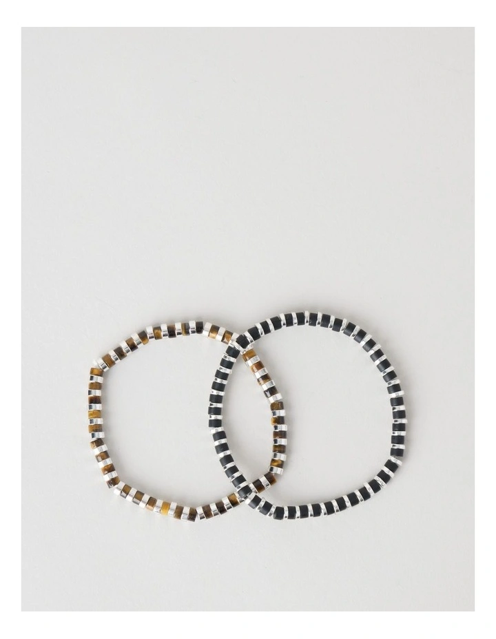 Semi Precious Bead Bracelet 2 Pack in Multi image 1