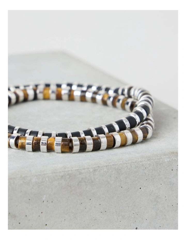 Semi Precious Bead Bracelet 2 Pack in Multi image 3