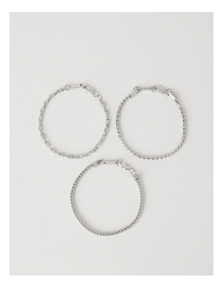 Sterling Silver Chain Bracelet 3 Pack image 1