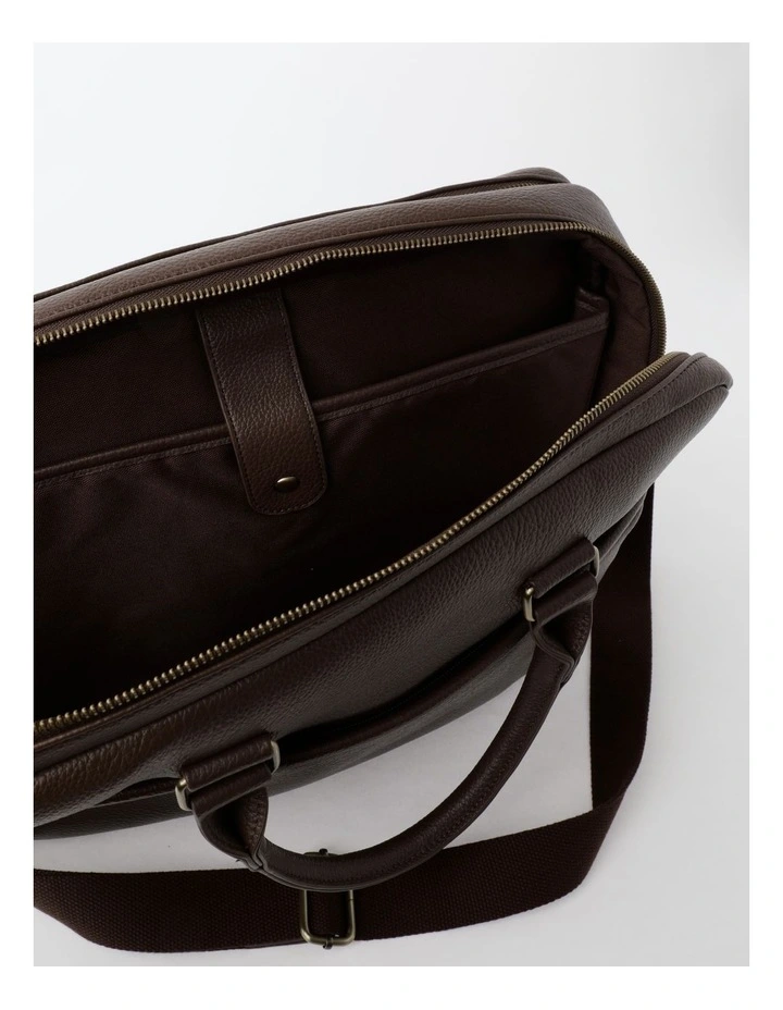 Pebbled PU Tech Briefcase in Brown image 6