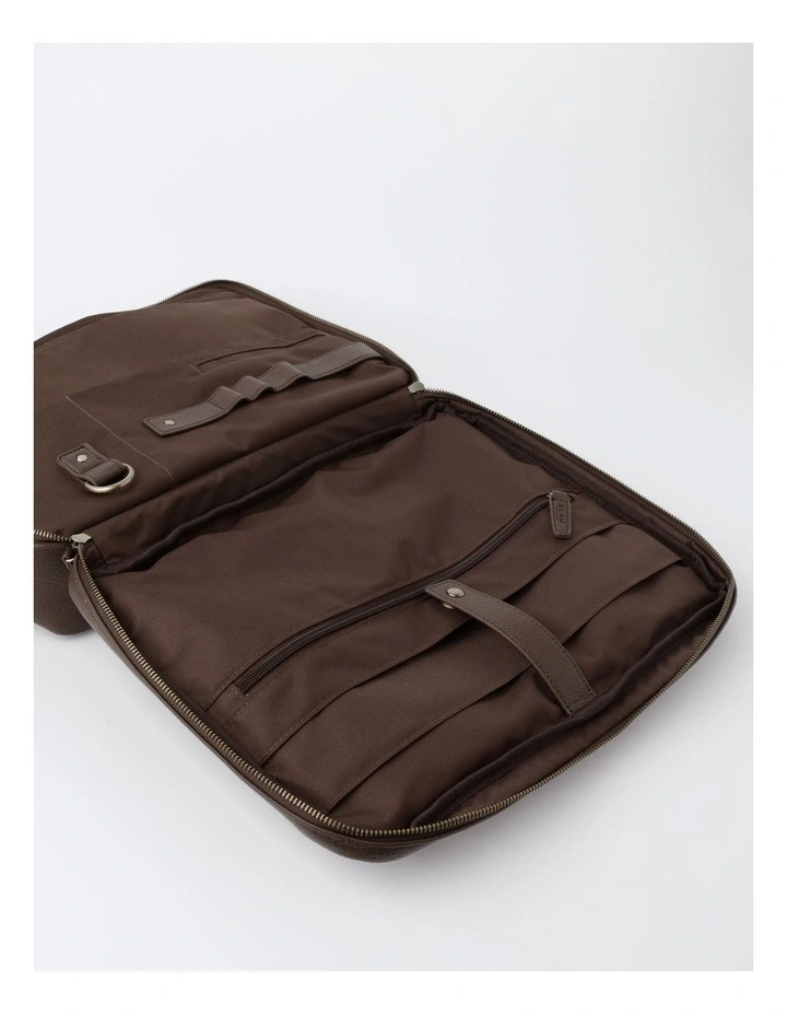 Pebbled PU Tech Briefcase in Brown image 7