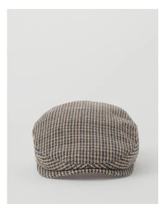 Houndstooth Driving Cap in Brown