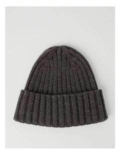 Chunky Rib Beanie in Charcoal