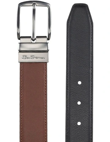 Reversible Belt in Tan/Black