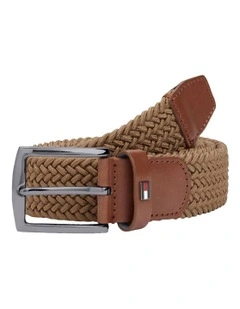 Woven Elasticated Belt in Brown