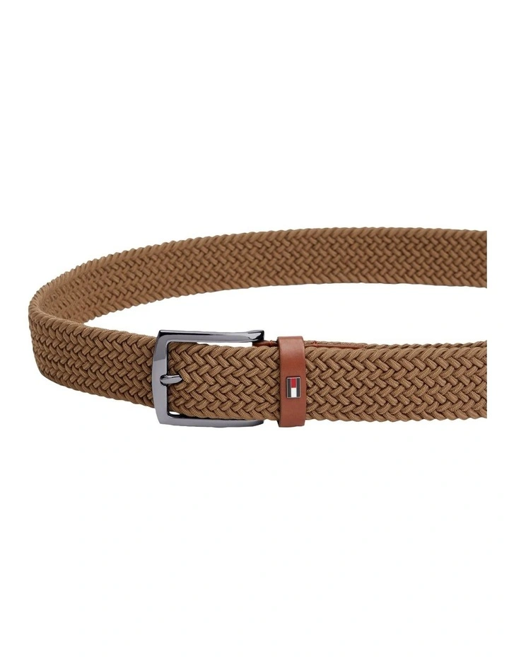Woven Elasticated Belt in Brown image 2