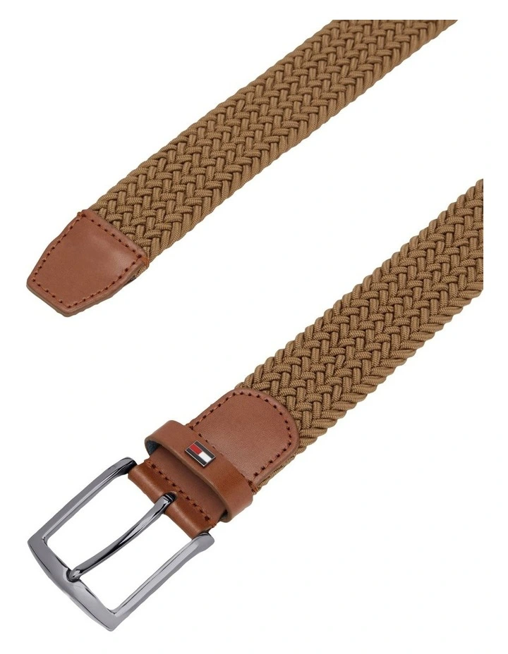Woven Elasticated Belt in Brown image 3