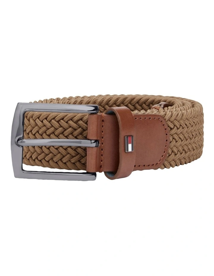 Woven Elasticated Belt in Brown image 4