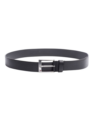 Flag Buckle Leather Belt in Black