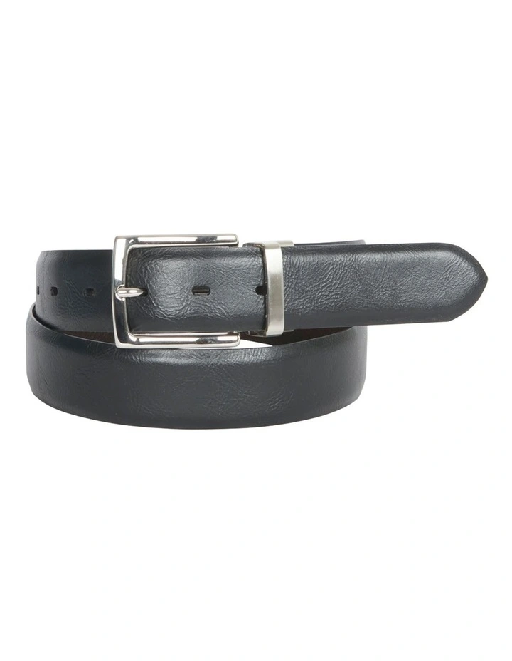 Reversible Pebbled Leather Belt in Black image 2