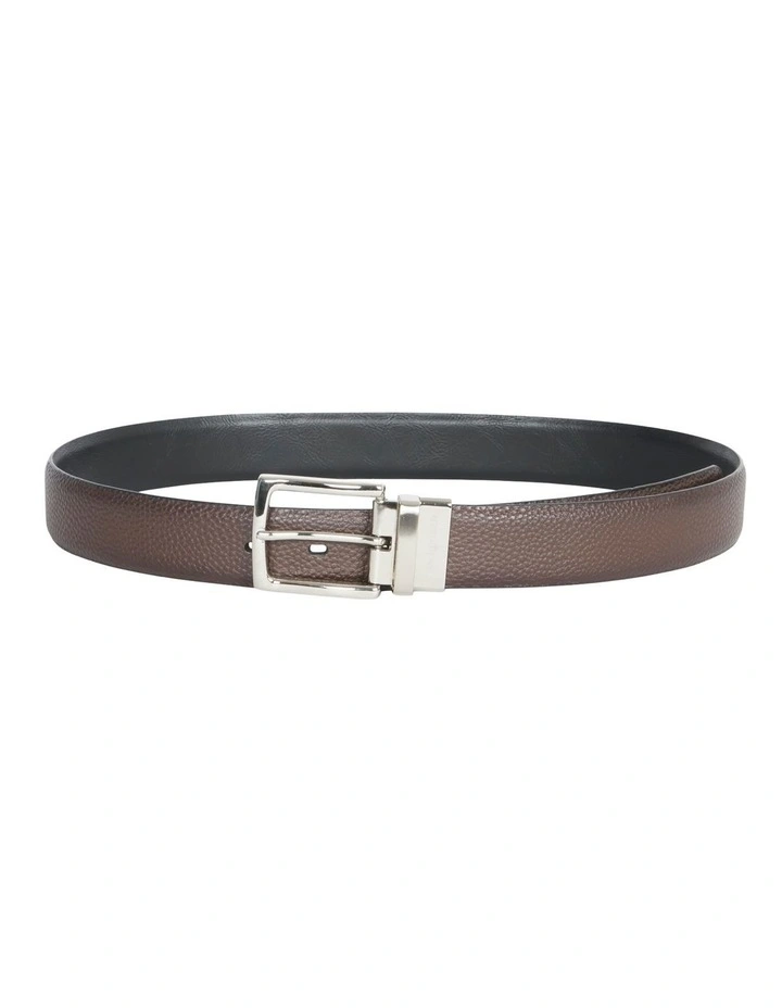 Reversible Pebbled Leather Belt in Brown image 1