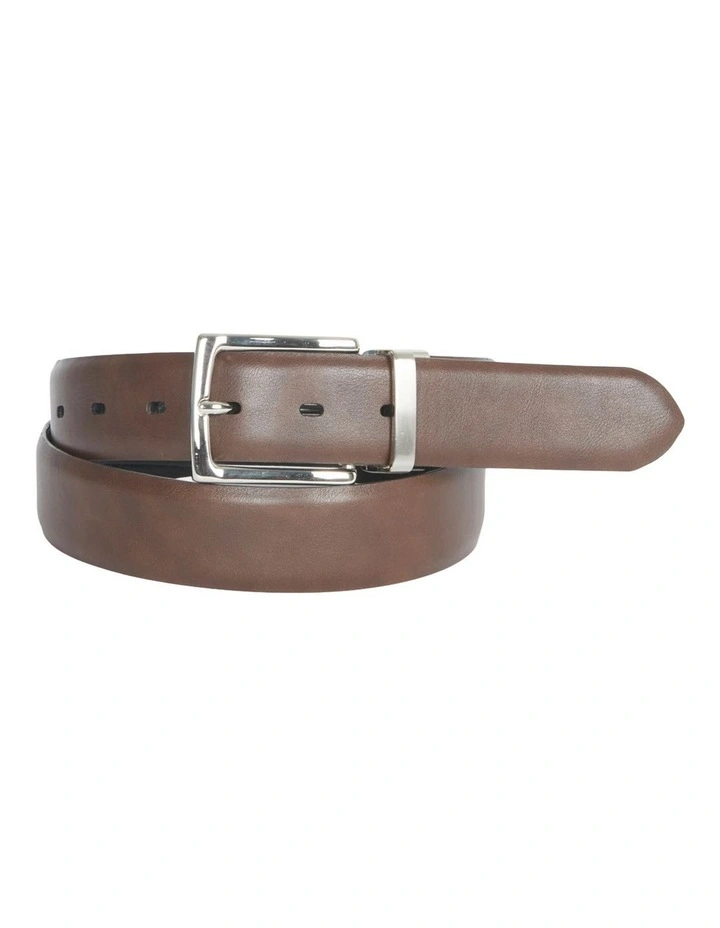 Reversible Pebbled Leather Belt in Brown image 2