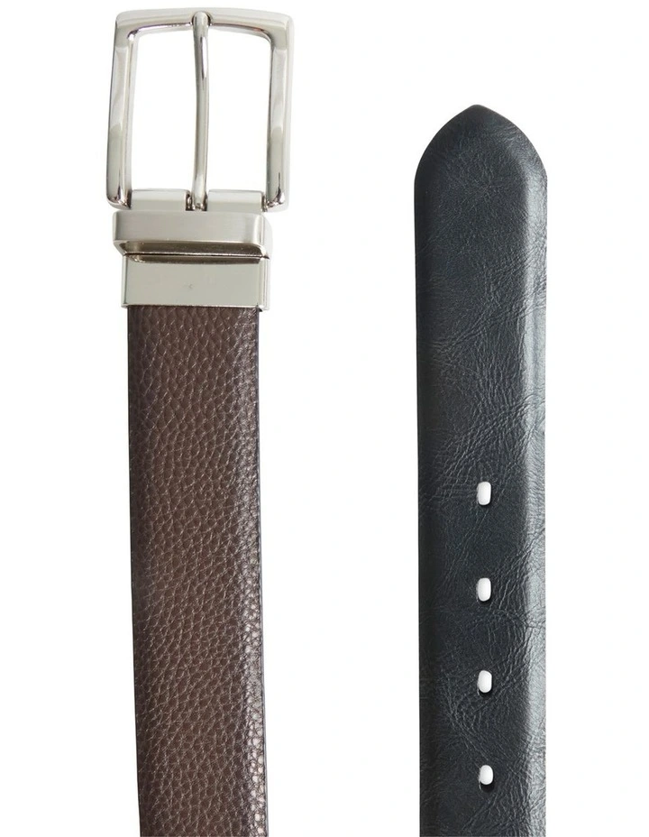 Reversible Pebbled Leather Belt in Brown image 3