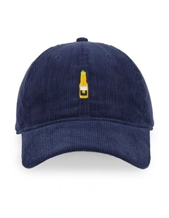 Corona Micro Embroidery Corduroy Slouch Cap in Blue