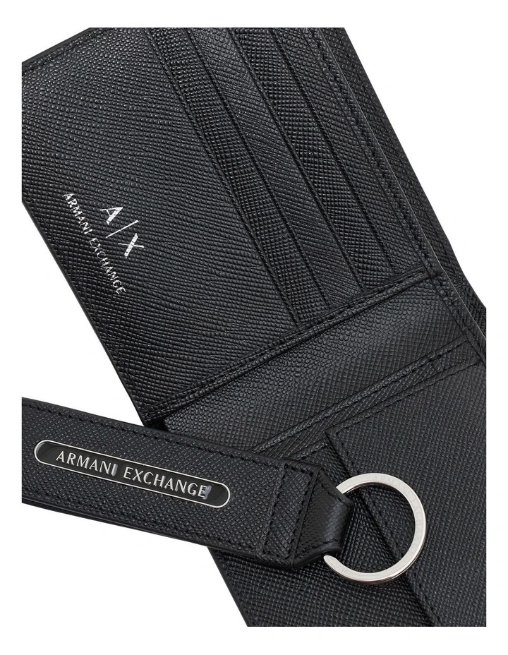 Barcelona Wallet and Keychain Leather Giftset in Black image 4