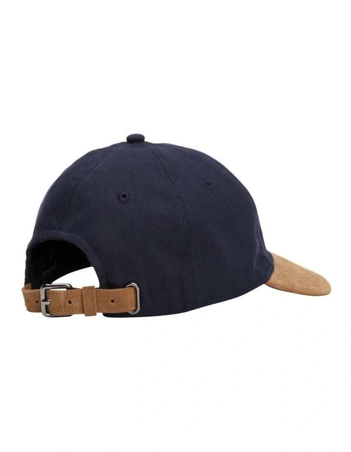Flag Embroidery Herringbone Baseball Cap in Blue image 2