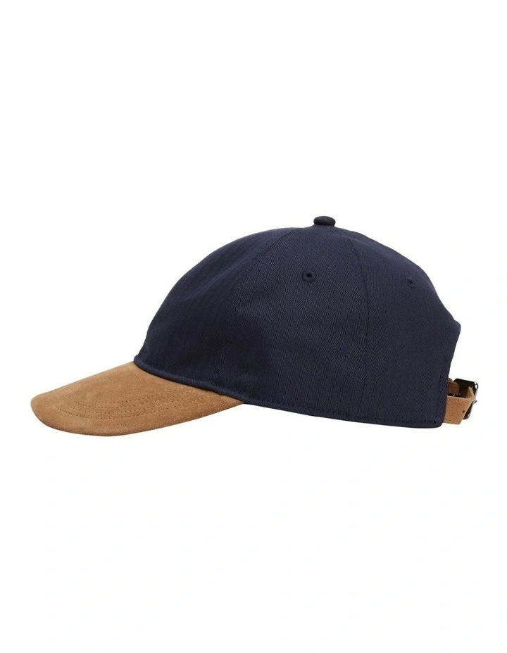 Flag Embroidery Herringbone Baseball Cap in Blue image 3