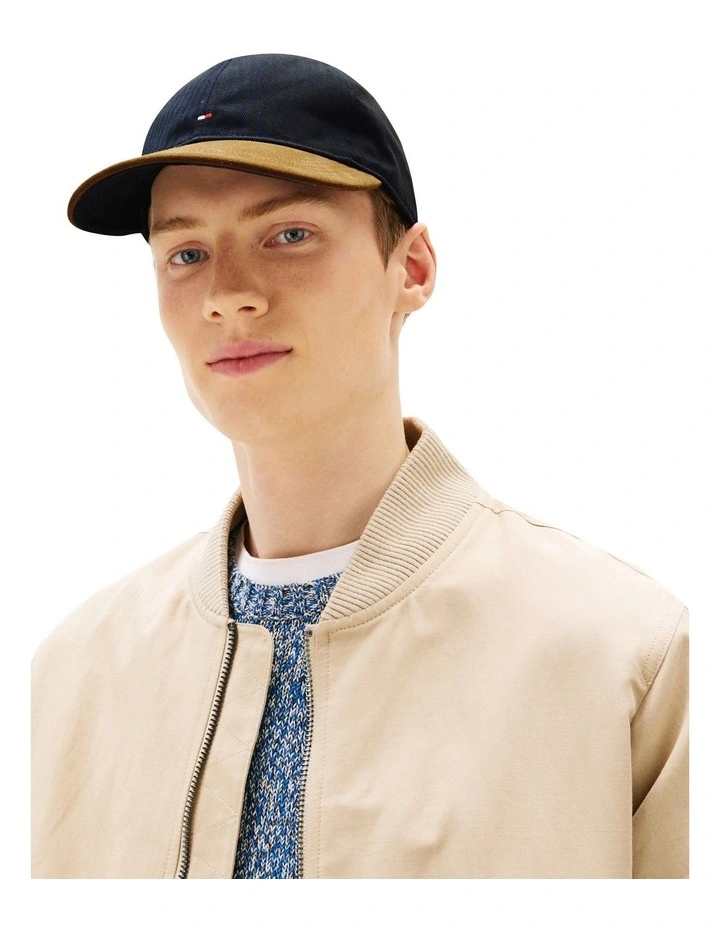 Flag Embroidery Herringbone Baseball Cap in Blue image 4