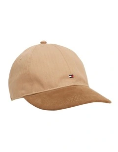 Flag Embroidery Herringbone Baseball Cap in Beige