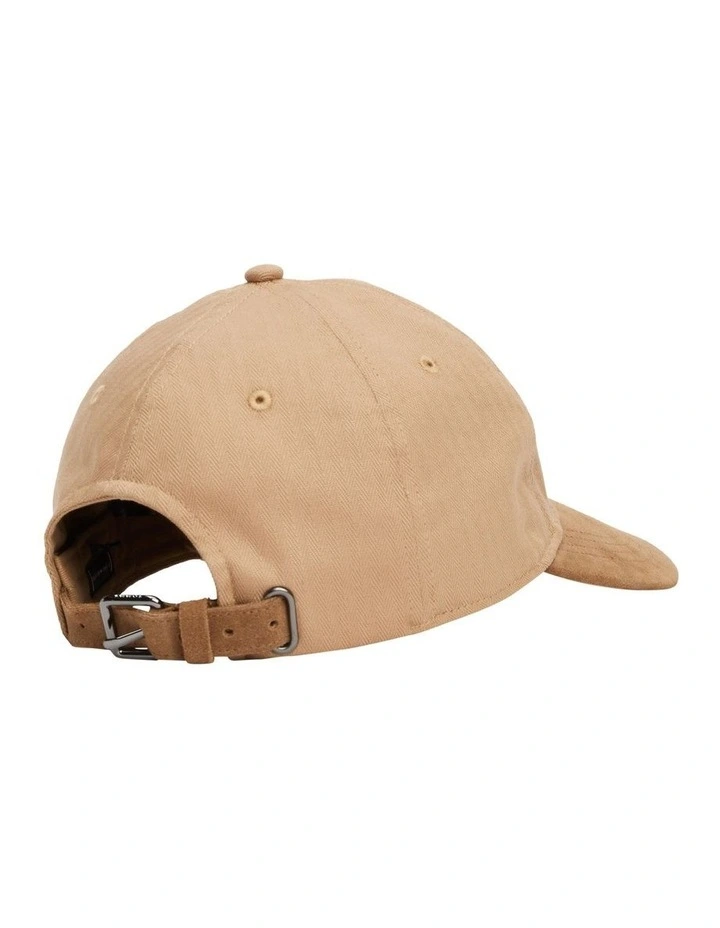 Flag Embroidery Herringbone Baseball Cap in Beige image 2